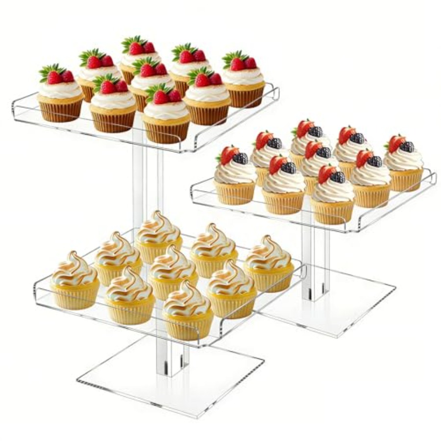 3 Tiered Serving Tray Set for  – Display Risers Set recenzja i cena