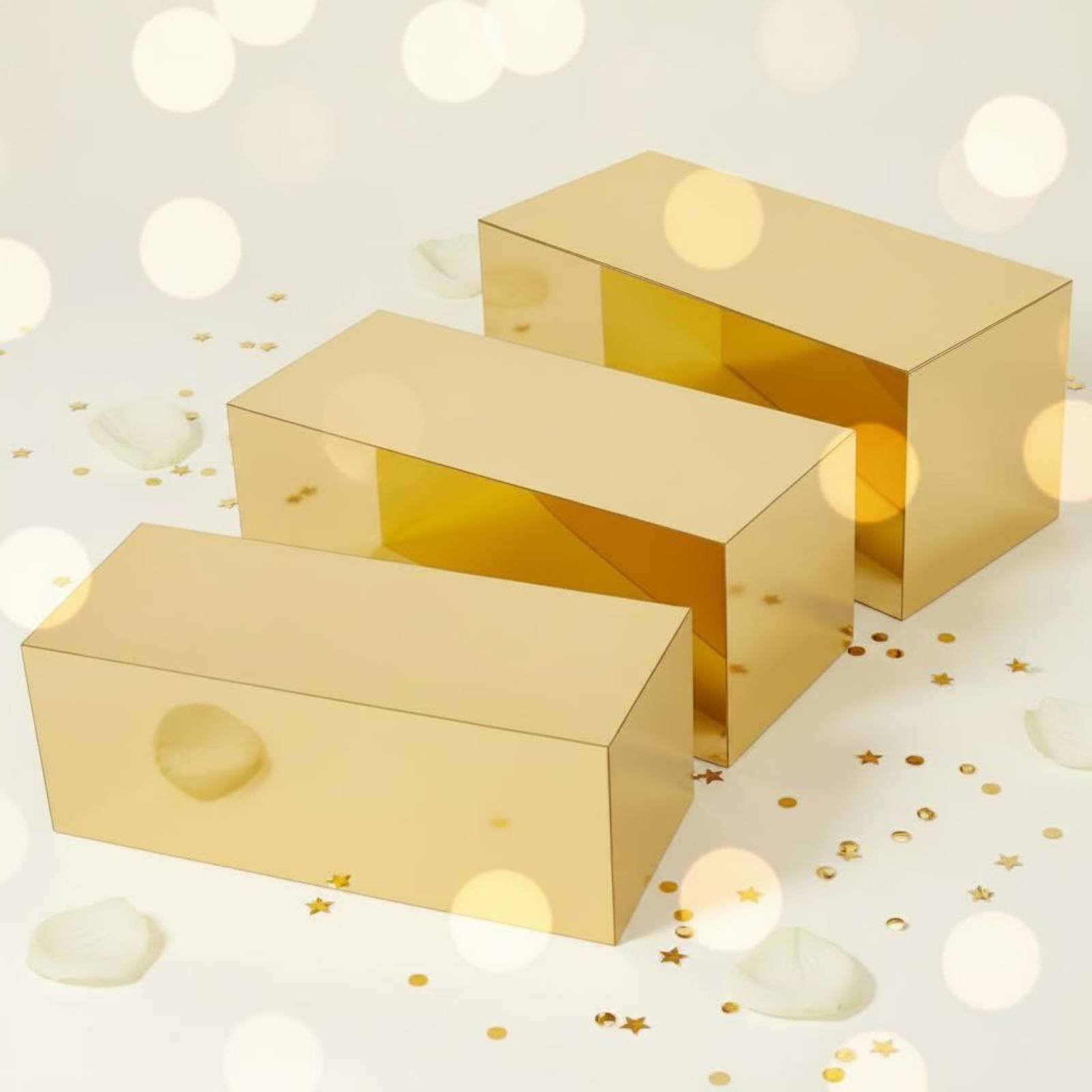 3 Pieces Gold Acrylic Display  – Display Risers Set recenzja i cena
