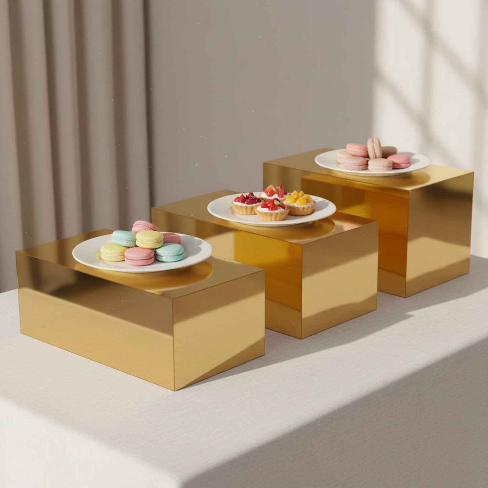 3 Pieces Gold Acrylic Display  – Display Risers Set recenzja i cena