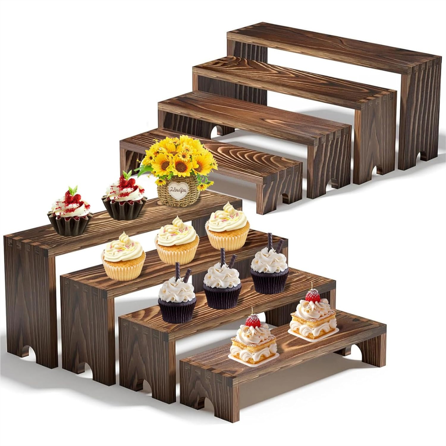 2 Tier Wooden Cupcake Stand Se – Display Risers Set recenzja i cena