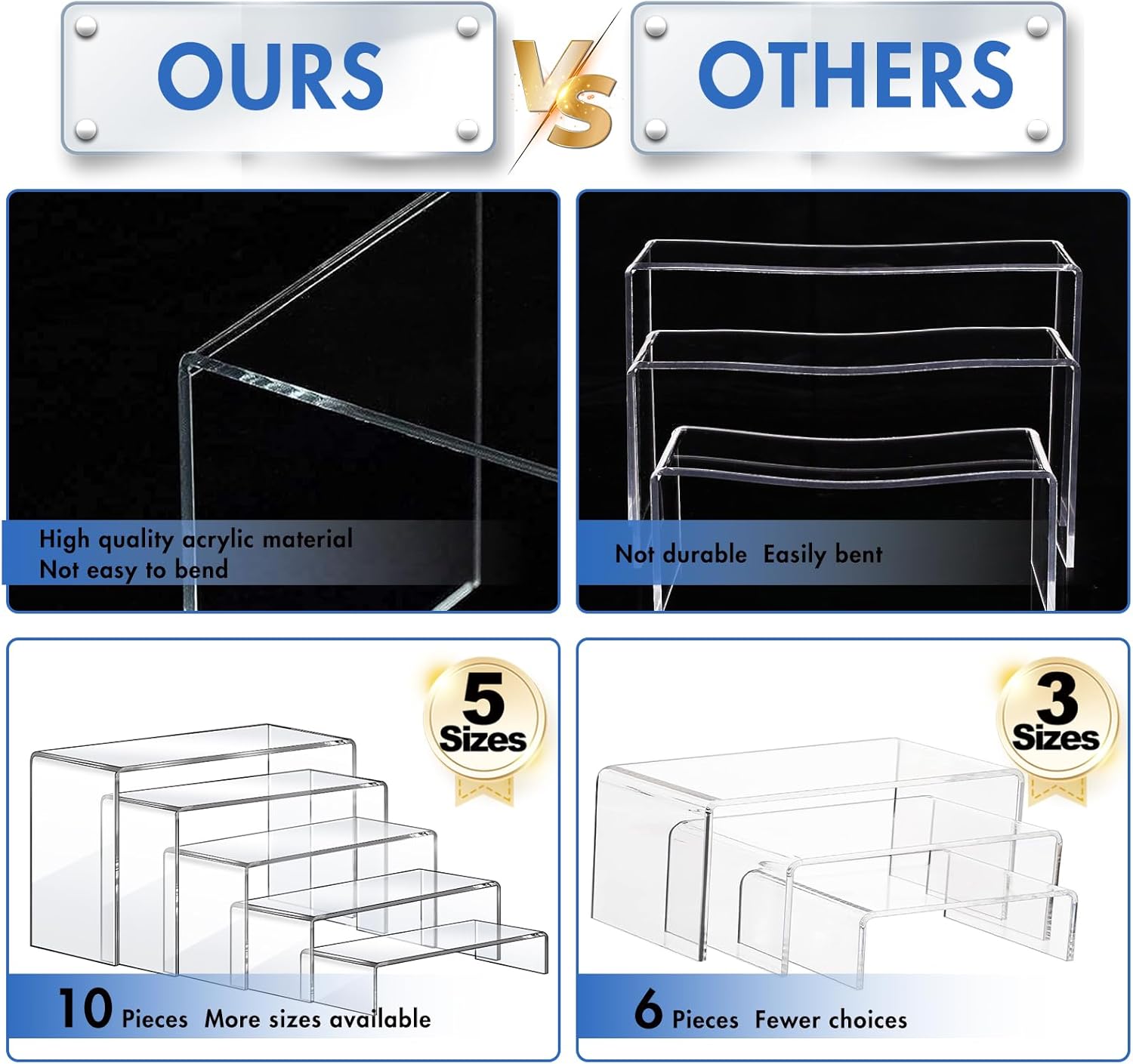 10 Pcs Acrylic Risers Set, 5 S – Display Risers Set recenzja i cena