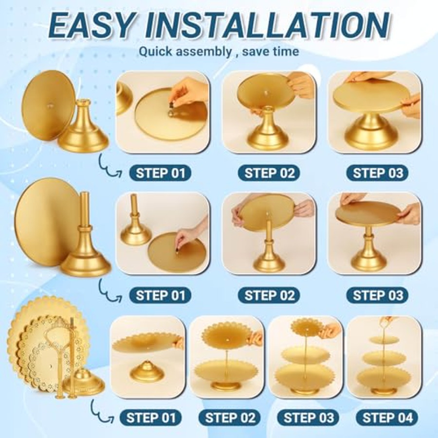 Metal Gold Dessert Table Displ – Display Risers Set recenzja i cena